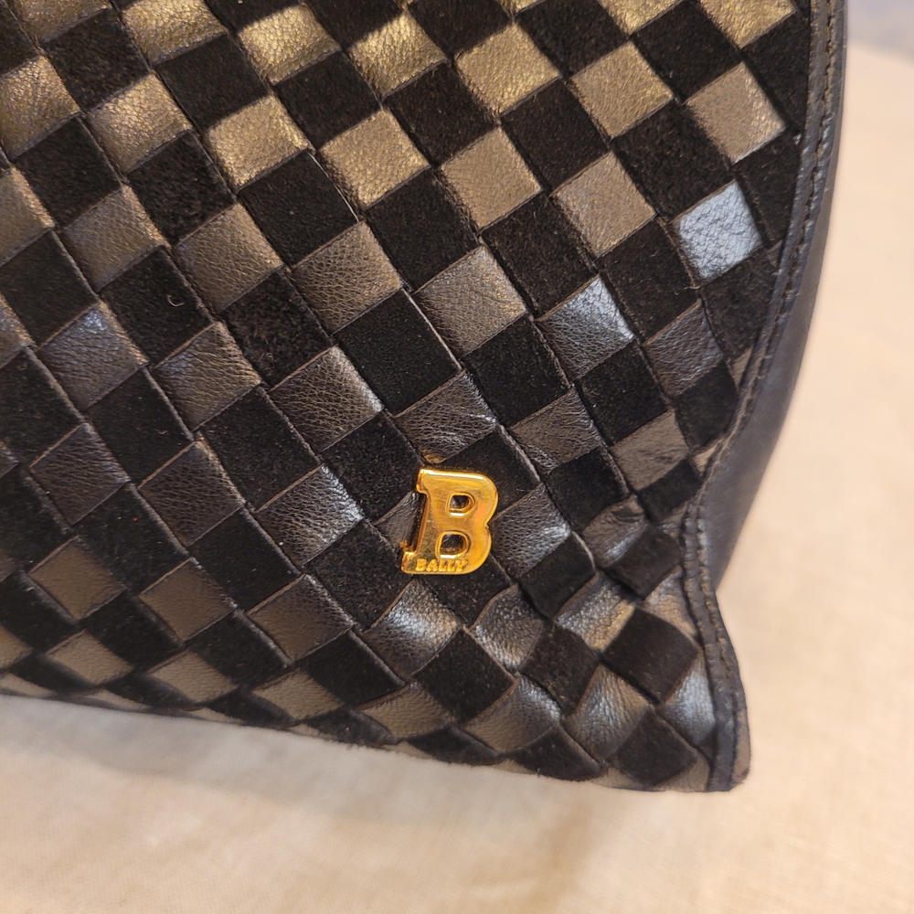 Bally Gold and Black Satchel with Woven Design - Picture 3 of 8